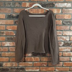 Eileen Fisher Organic Cotton Open Knit Boat Neck Sweater Quiet Luxury Women's L